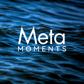 Meta Moments logo on blue water