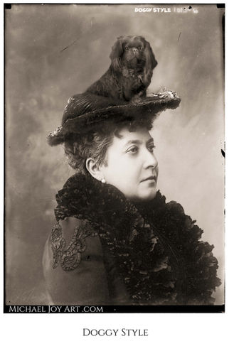 Woman in hat with small dog