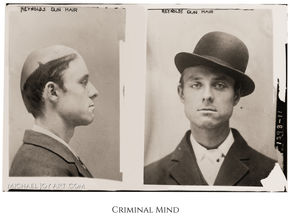 1920s criminal mugshot: side and front views, CRIMINAL MIND