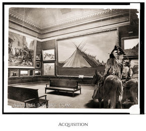 Acquisition: Vintage photo of gallery interior with Native American artwork