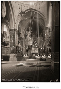 Antique monochrome photo: 'Corinthian' columned hall, MichaelJoyArt