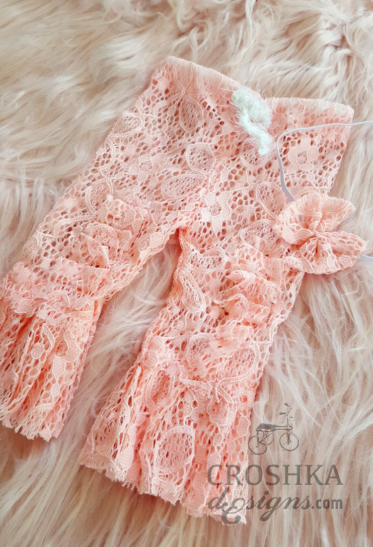 Thumbnail: Newborn Baby lace pants and headband set