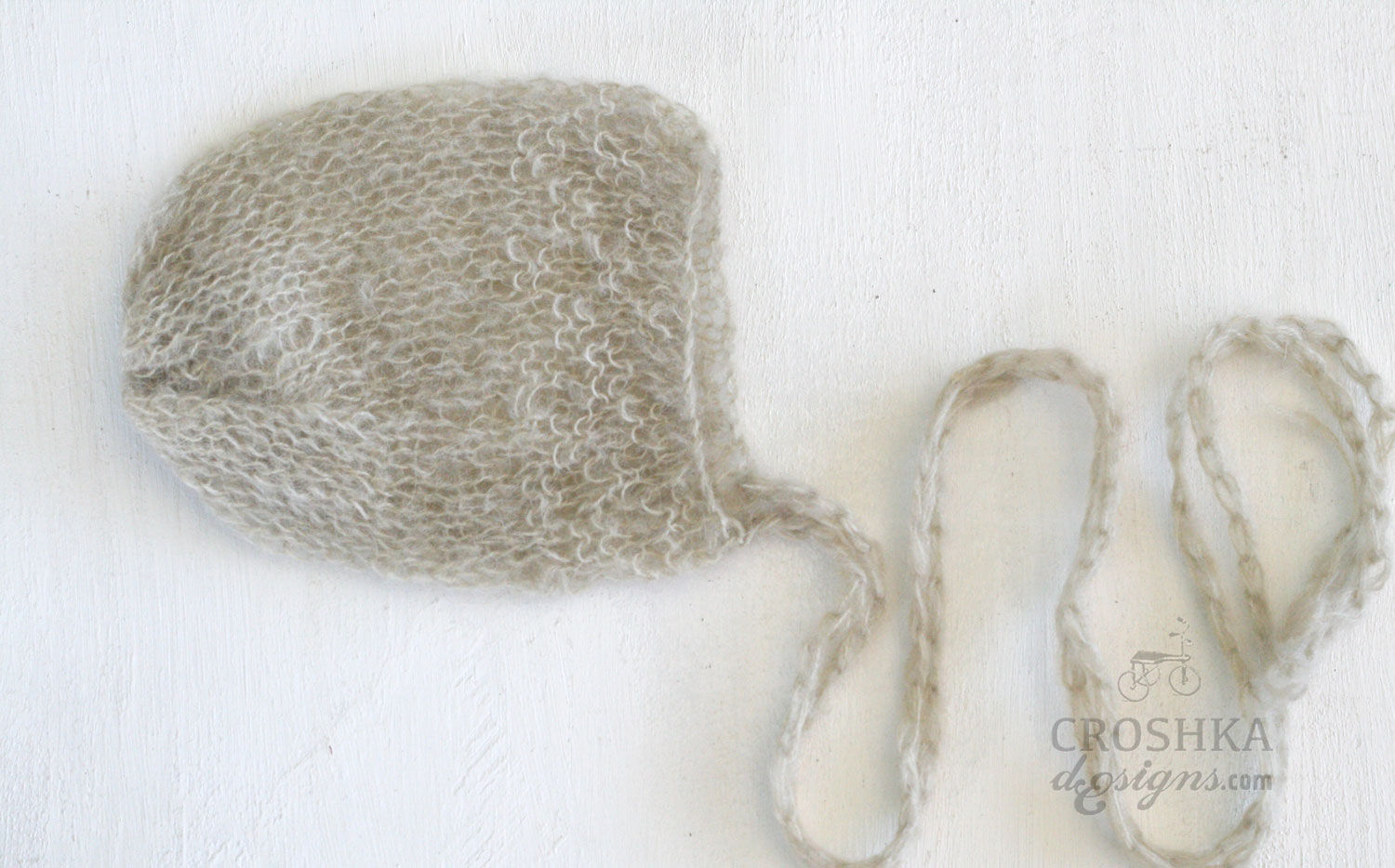 Handmade knit mohair baby bonnet