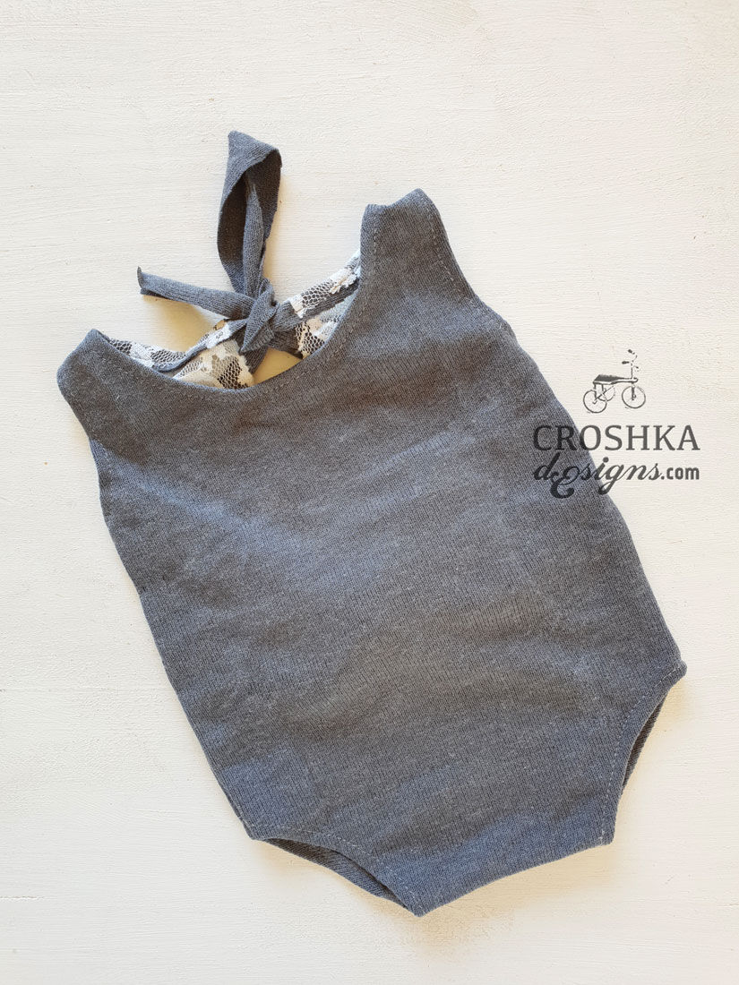 Thumbnail: Newborn Baby romper with lace detail