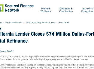 Top California Lender Closes $74 Million Dallas-Fort Worth Industrial Refinance