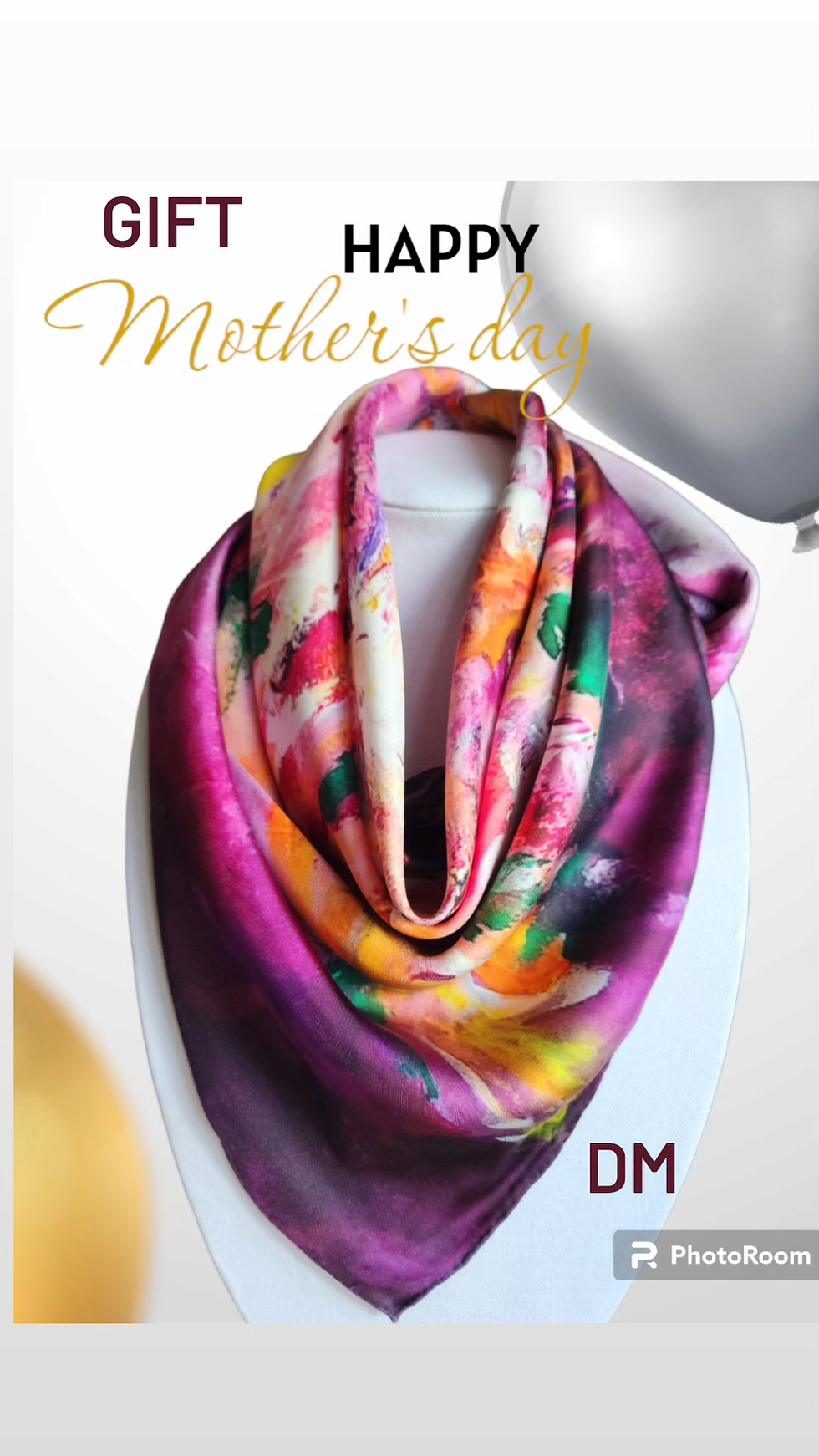 Thumbnail: Silk scarf #4 with my artwork . 35 x35 inch