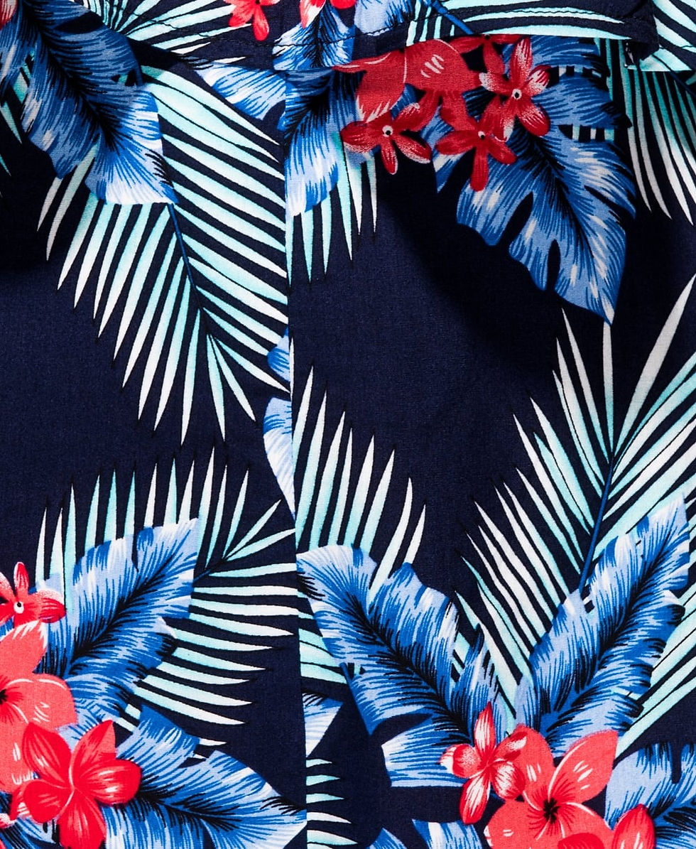 Thumbnail: Tropical Print Tie Sleeve Bardot Playsuit