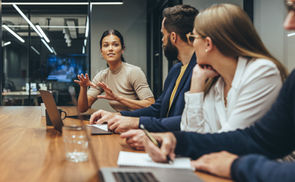 Lady leading a business meeting