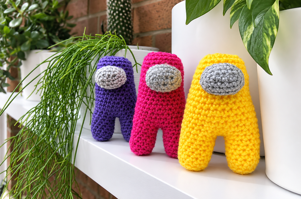 Colourful crochet crewmate dolls – free Among Us crochet pattern