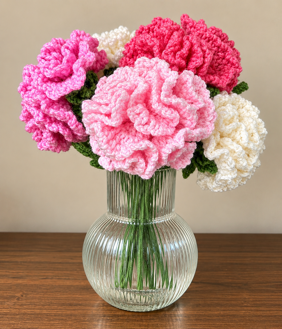 Handmade crochet carnation flower – free crochet flower pattern