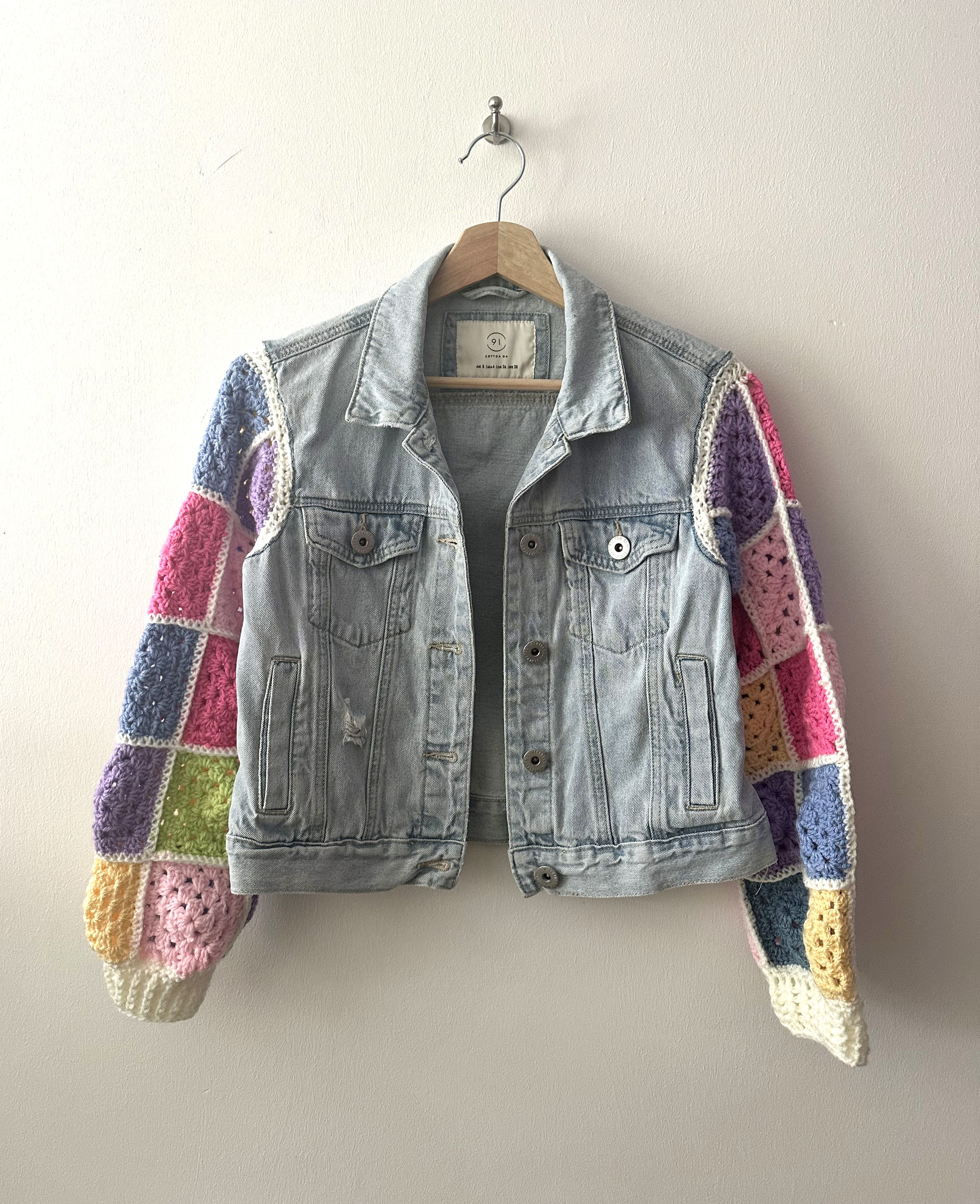 Size 8 Boho Denim Jacket | Up-cycled