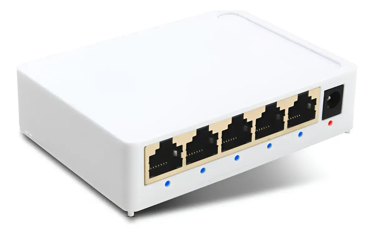 Switch Rj45 branco de 5 portas Gigabit