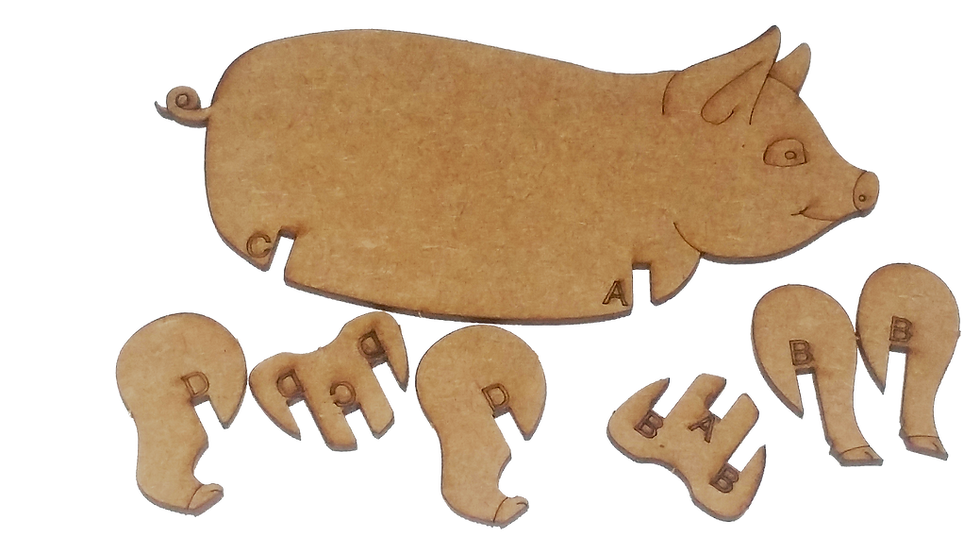 Miniatura: porco desmontado em MDF