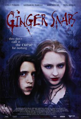 Poster of the movie Ginger Snaps, depicting two teen aged girls under a full moon and a blue background