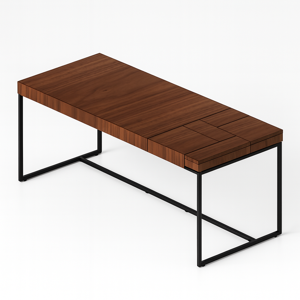 Mesa Domino em Folheado Contrastante Armazenamento à Direita - Geiger