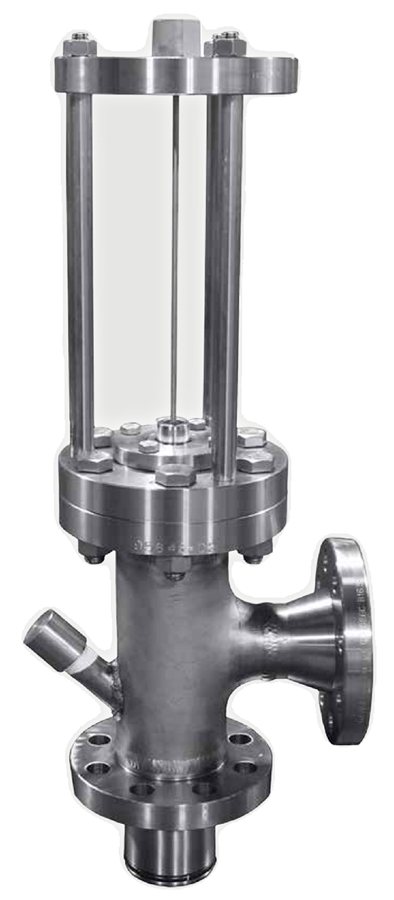 Rupture Pin Model CM angle relief valve with an angled flush port