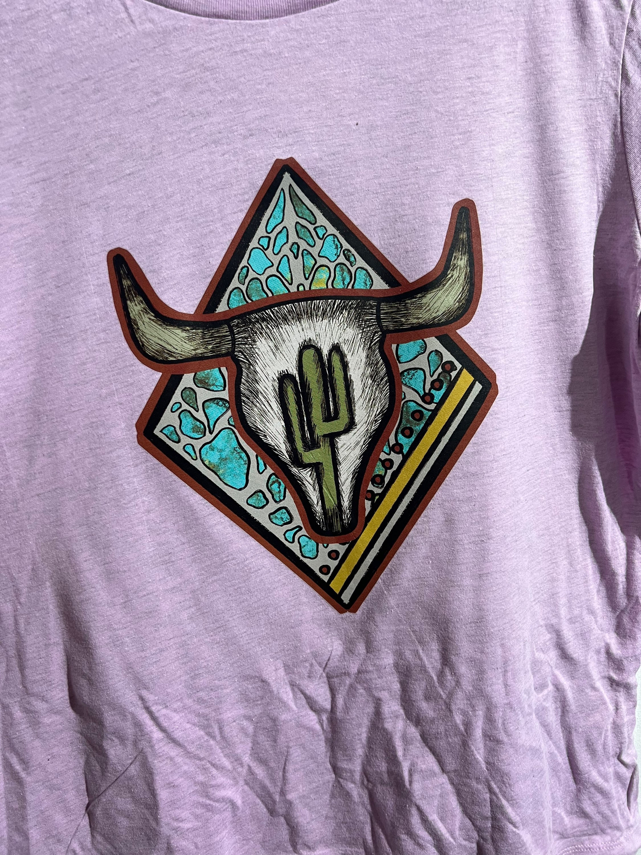 Cow Skull with Cactus