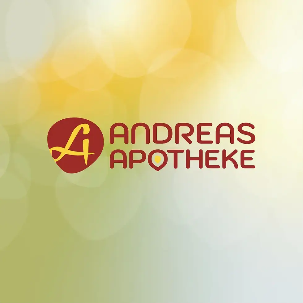 Logo Andreas Apotheke auf dynamischm, frühlingshaftem Hintergrund