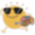 sunny running with paint palette