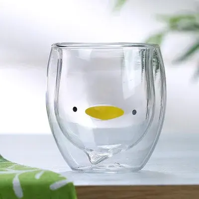 Thumbnail: Creative Cute Bear Double-Layer Coffee Mug Double Glass Cup Carton