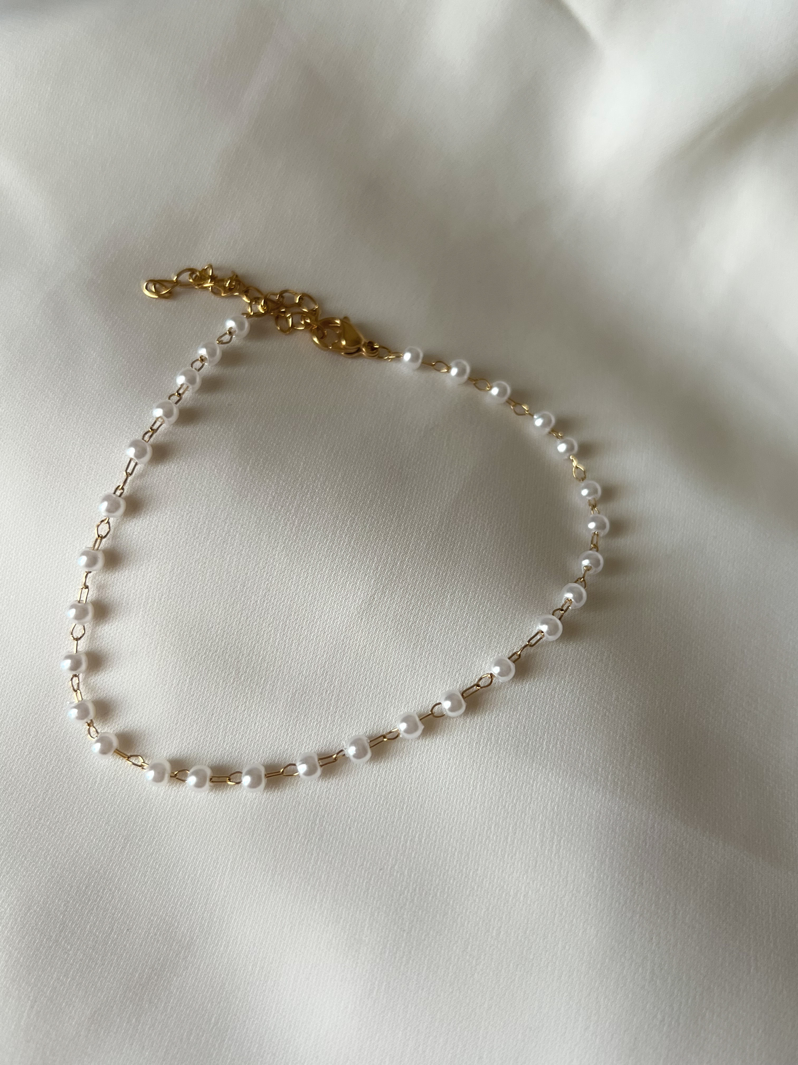 Pearl anklet - gold/silver