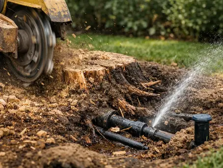 Can Stump Grinding Damage Sprinkler Lines?