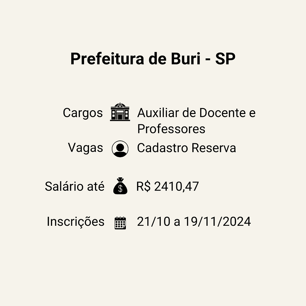 EDITAL CONCURSO PREFEITURA DE BURI SP 2024