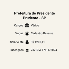 Prefeitura de Presidente Prudente - SP abre novo Processo Seletivo para área da Educação