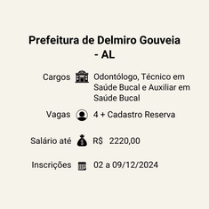 Prefeitura de Delmiro Gouveia - AL: Abertas inscrições para Processo Seletivo