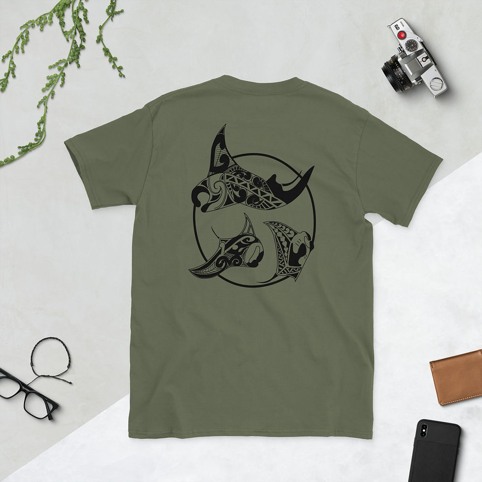 Thumbnail: Short-Sleeve Unisex T-Shirt - Manta Rays Group Monochrome