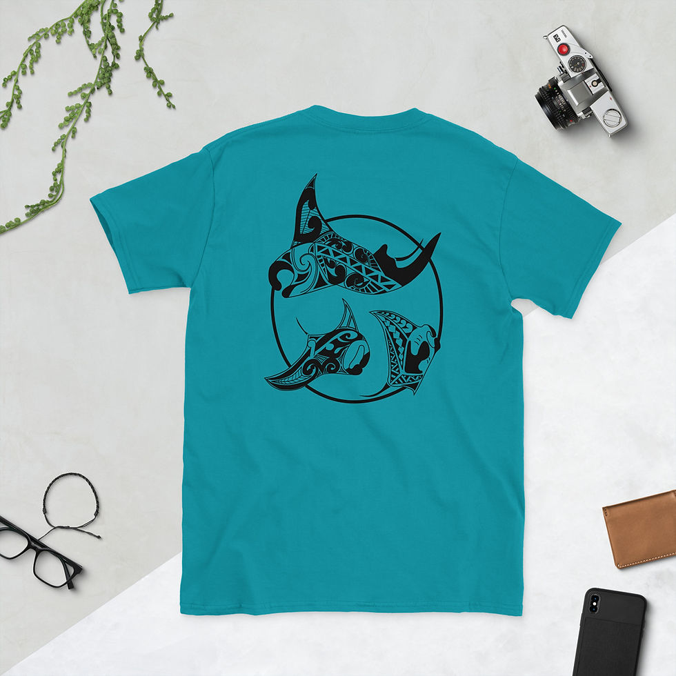 Thumbnail: Short-Sleeve Unisex T-Shirt - Manta Rays Group Monochrome