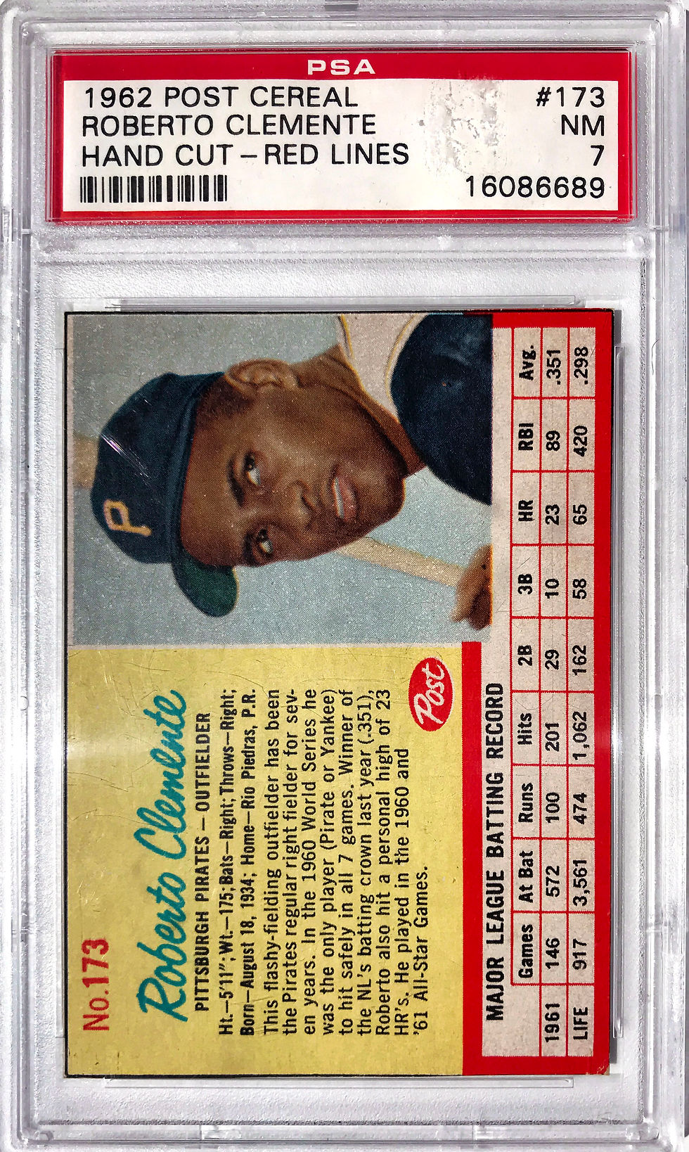 Clemente 1962 Post PSA7