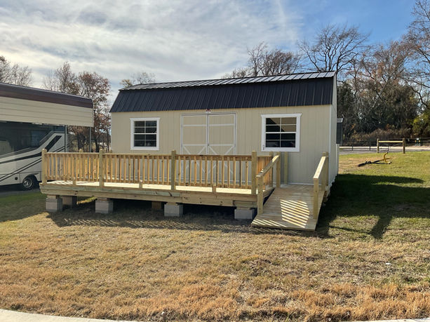 10x20 deck for portable building, treated wood, with ramp