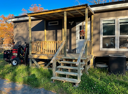 6x10 Porch, Treated, Single Slope Roof, 4' Wide Steps