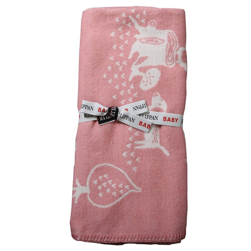 縮圖：瑞典 Klippan 舒柔100% 純棉冷氣毯-小熊熊 (淡粉色)