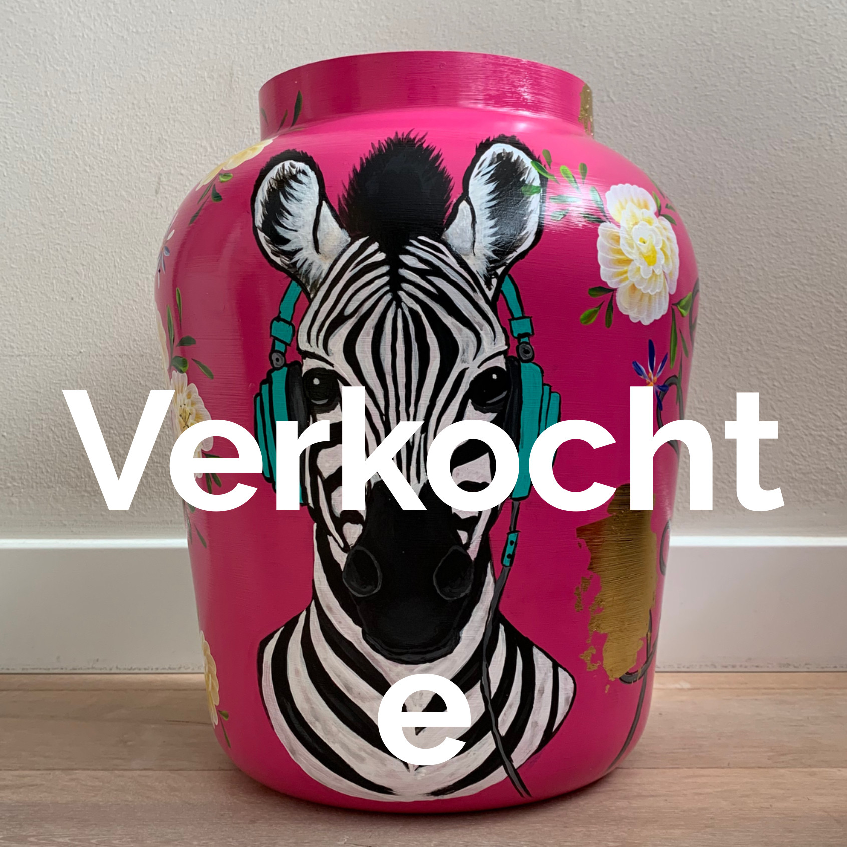 Trechter vaas XL - Zebra met boombox