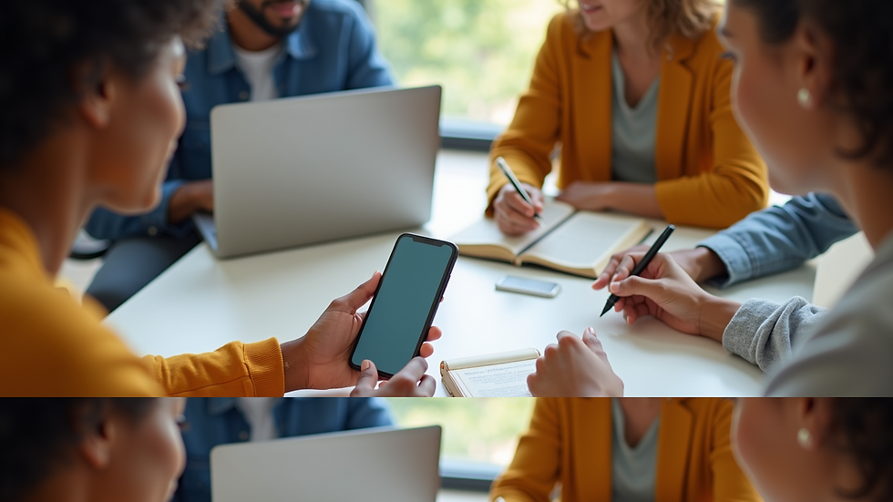 High angle view of a smartphone displaying a social media post draft