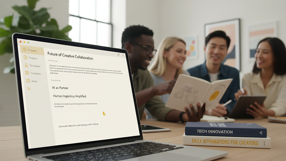 Close-up view of a laptop screen showing AI writing software