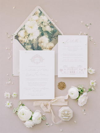 blush and floral wedding invitation suite for vizcaya museum and garden wedding