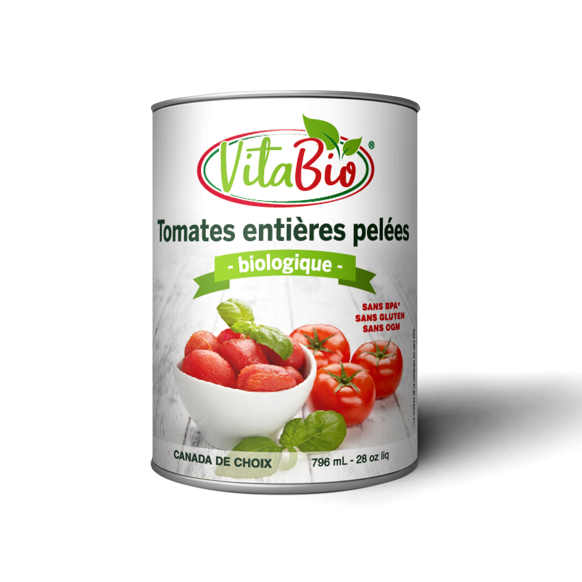 Tomates entières pelées sans sel 796 mL