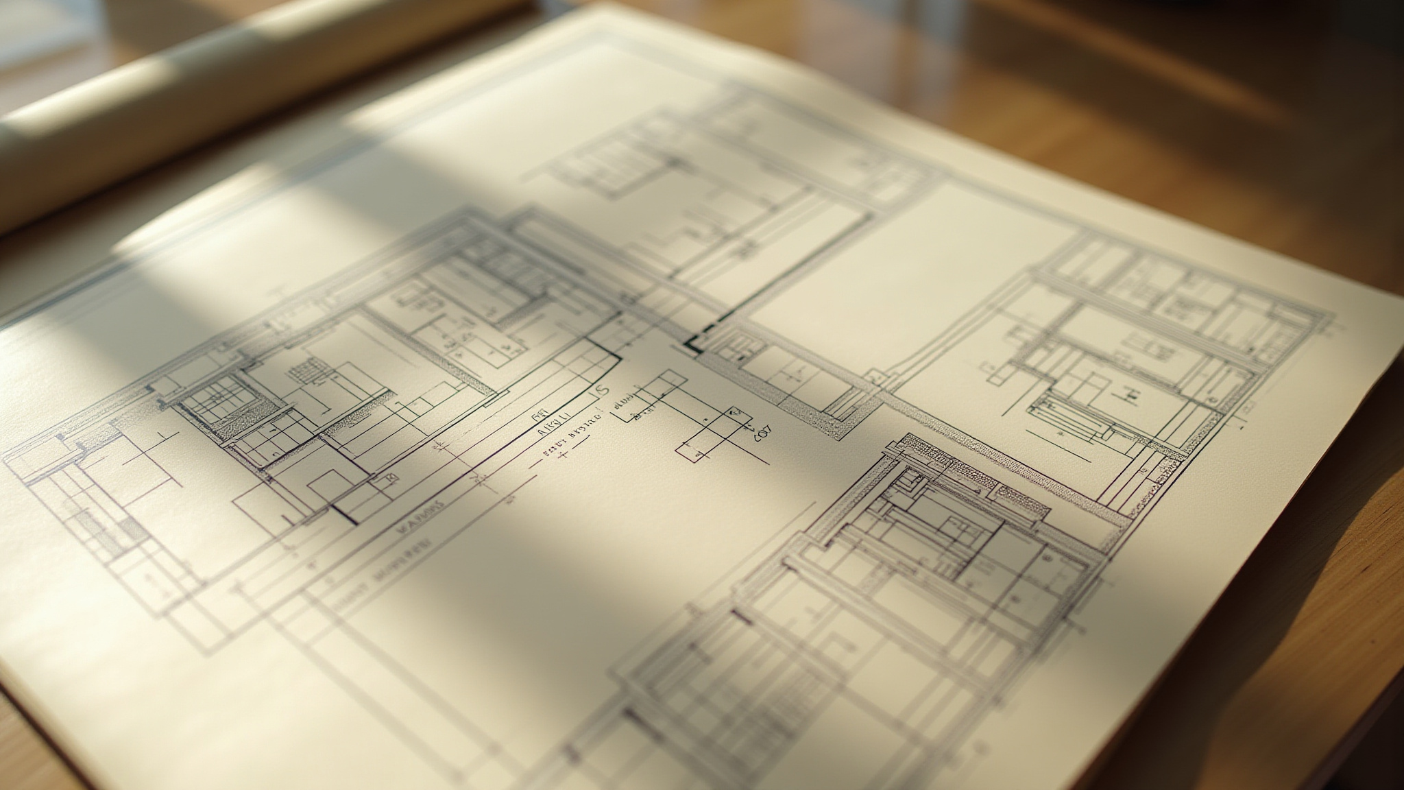 Architectural blueprint on a table