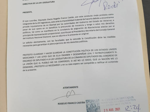 Rogelio Franco toma protesta como diputado federal mediante un oficio