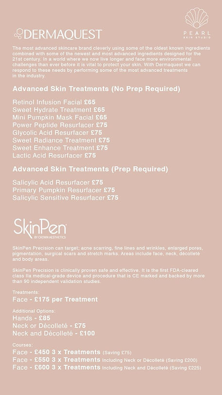 Facials list