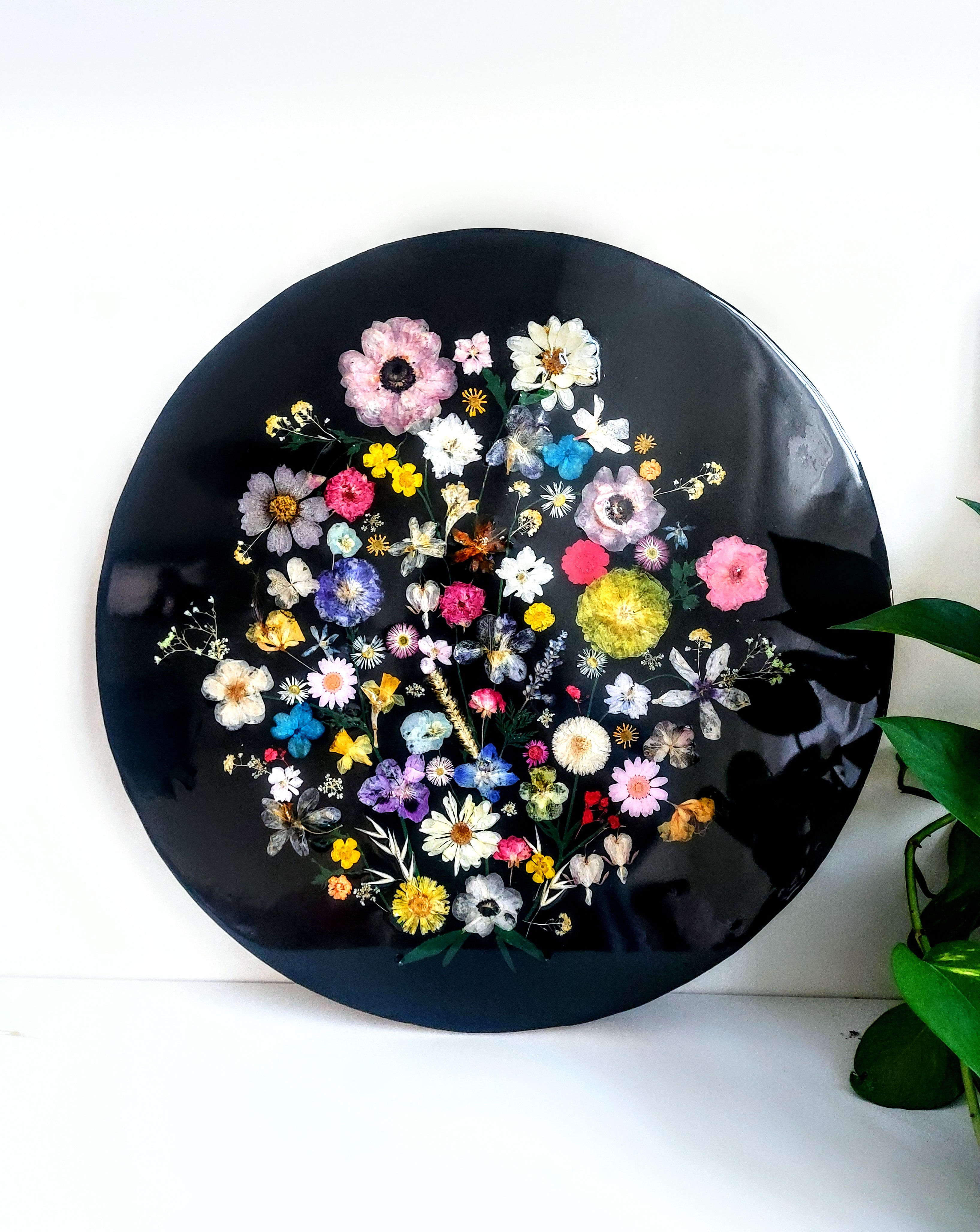 Boeket op hout XXL. Doorsnede 50 cm.