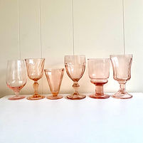 Pink goblets, pink glassware, pink wine glasses, pink drinking glasses, bridal shower decor, baby shower goblets