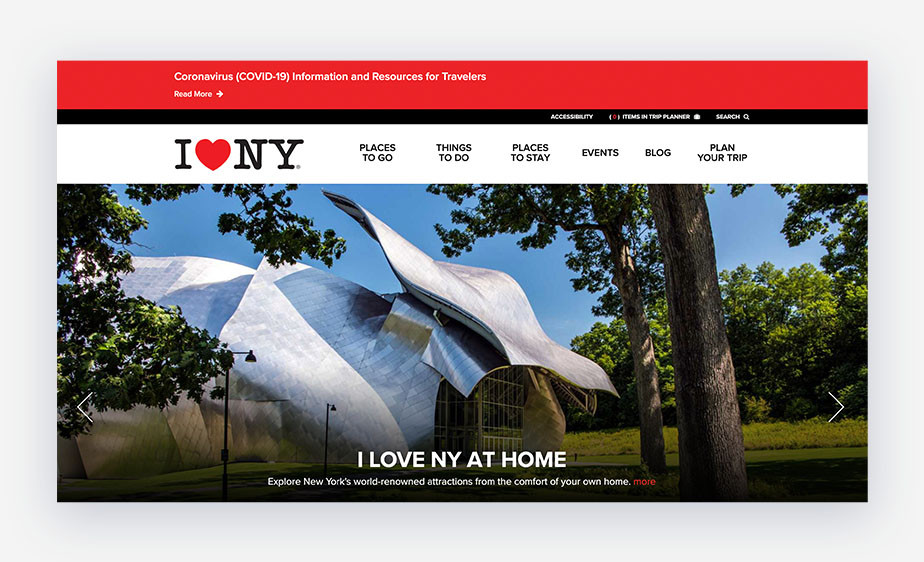 Website von I Live NY als Beispiel für Arten des Brandings