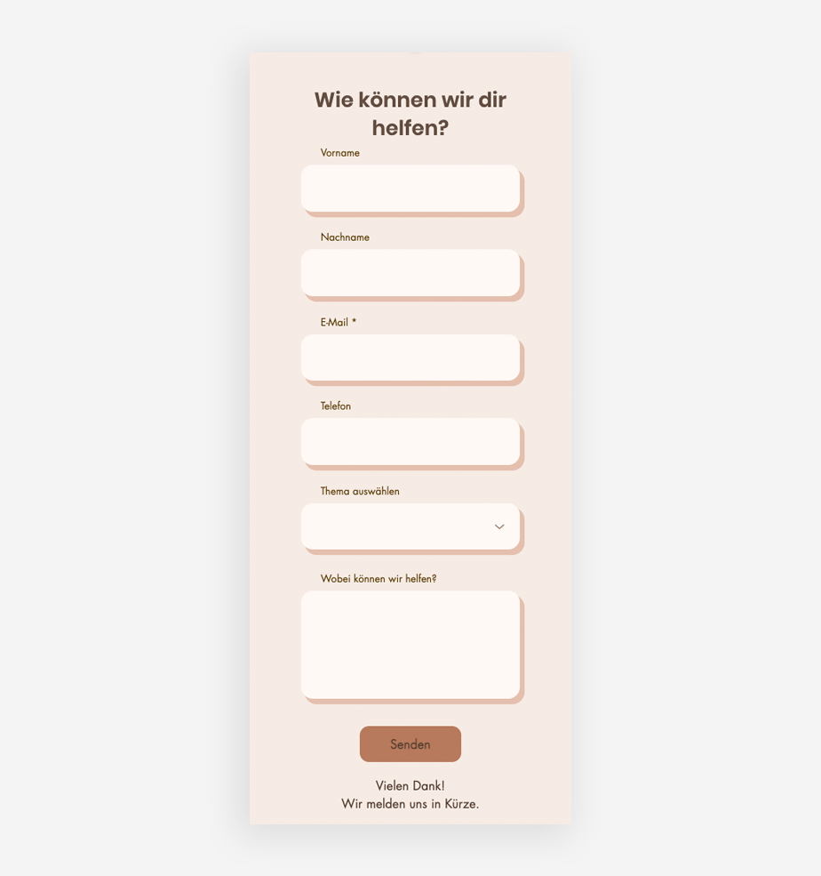 Support Kontaktformular Vorlage