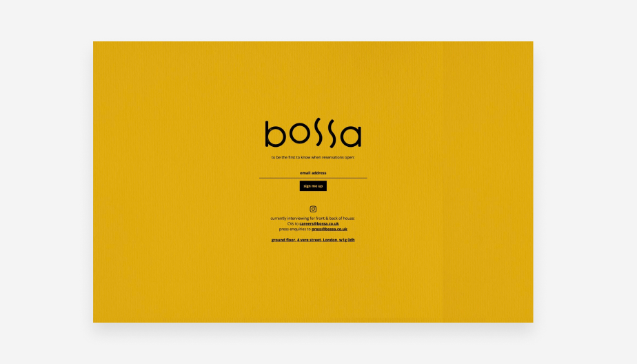 Website Coming Soon Beispiel von Bossa