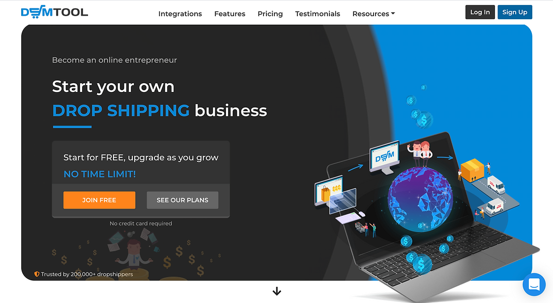 Startseite des Dropshipping-Anbieters DSM Tool