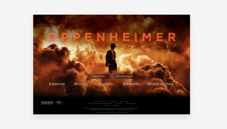 Website Coming Soon Beispiel von Oppenheimer Movie